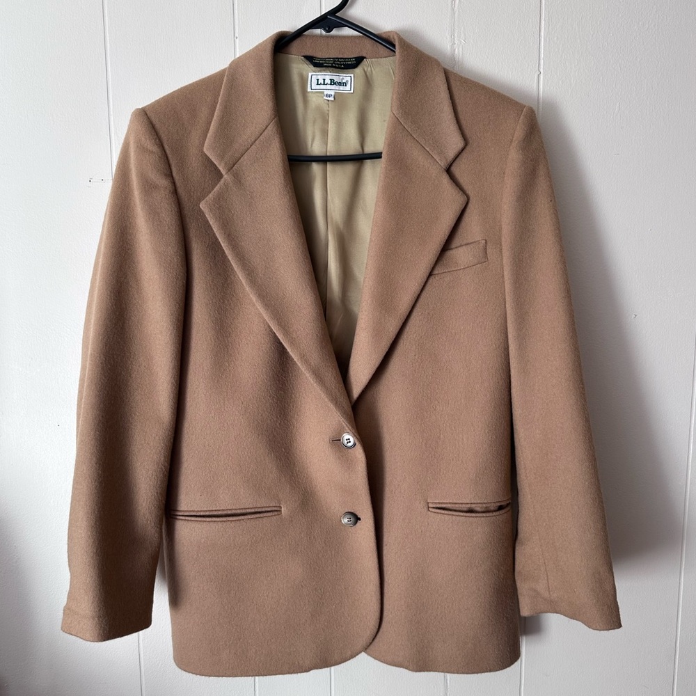 ll bean • vintage wool blazer camel tan neutral made in maine usa sustainable